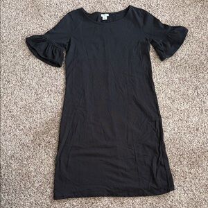 J. Crew Black Knit dress with ruffle sleeves. Sz XXS